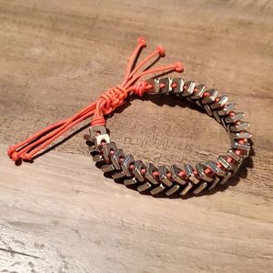 *2/$10* Coral and Metal Boho Adjustable Woven Bracelet